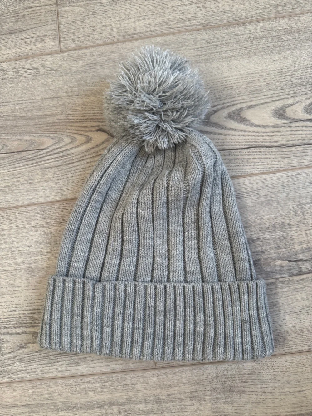 Michael Kors Gray Ribbed Pom Knit Beanie